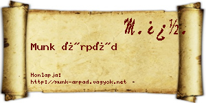 Munk Árpád névjegykártya