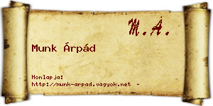 Munk Árpád névjegykártya